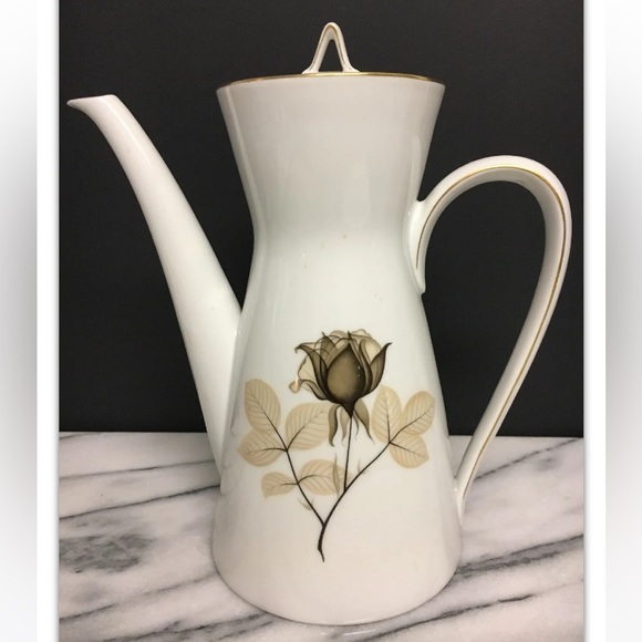 Rosenthal Shadow Rose Coffee Pot Germany Blutenspiel White Porcelain Mid Century - Picture 1 of 13
